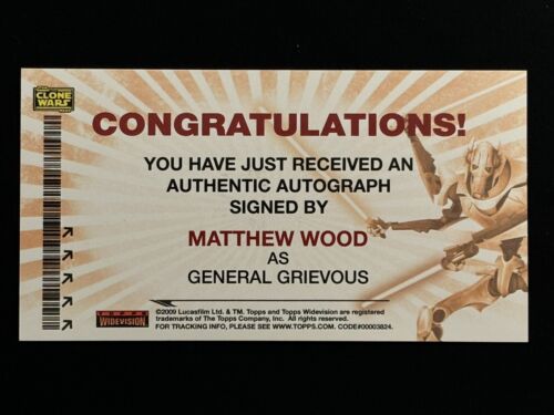 TOPPS Widevision STAR WARS CLONE WARS Signed Matthew Wood AUTO Matt Grievous - Picture 2 of 3