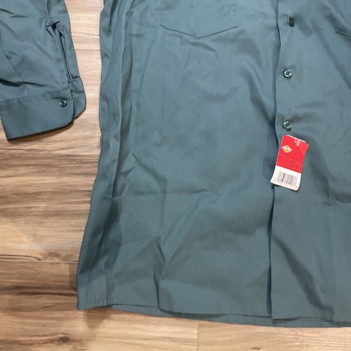 Camisa Dickies Para Hombres XL 17 1/2 x 33 Trabajo Abotonada Bolsillos Verdes Manga Larga - Imagen 7 de 12