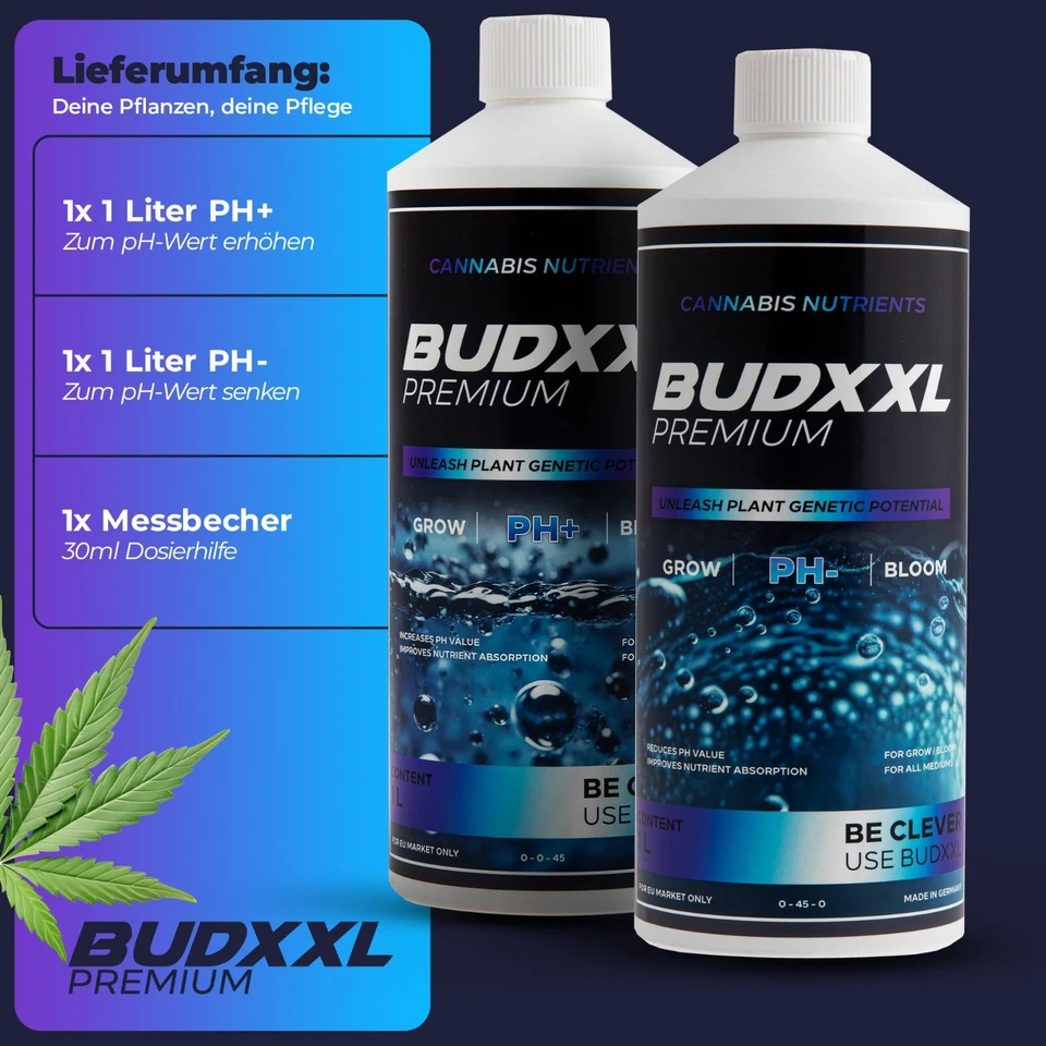 BUDXXL Premium PH-Minus & PH-Plus Set - 2 Liter - pH Regulator - Made in Germany - Bild 4 von 4