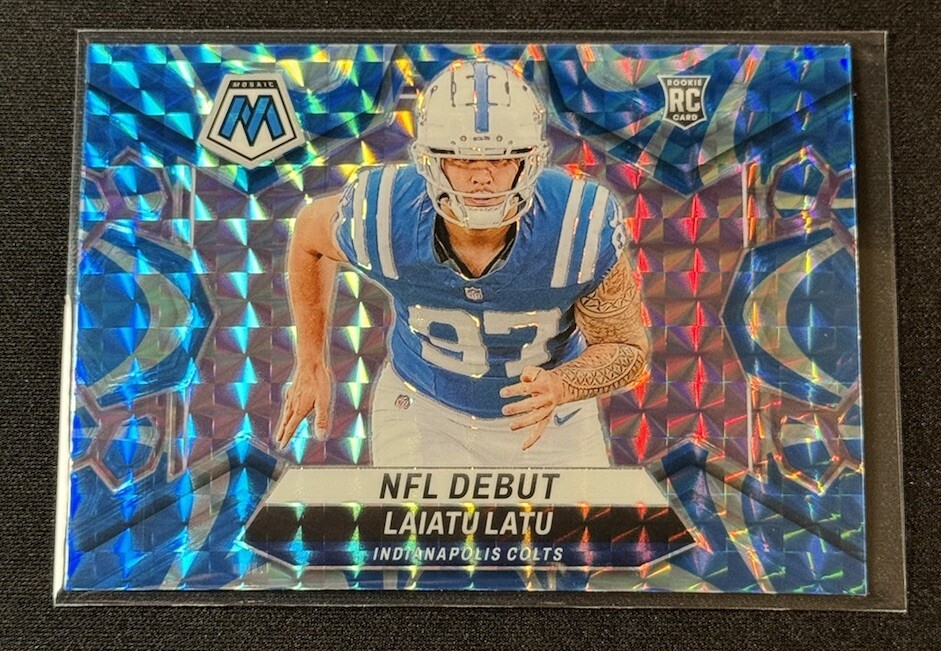 2024 Panini Mosaic #290 Laiatu Latu NFL Debut Blue Reactive RC Colts Rookie