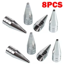 8x Pointed Spikes Bullet Valve Stem Cap Cover Tire Wheel Screw-On Metal Aluminum