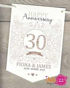 Personalised 30th Wedding Anniversary Pearl Party Decoration