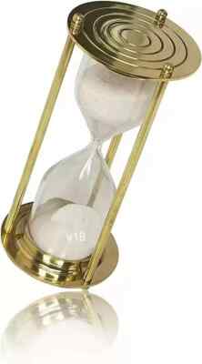 Sanduhr Sand Timer Messing Nautisch Maritime Hour Glass Vintage Weiß 1-teilig