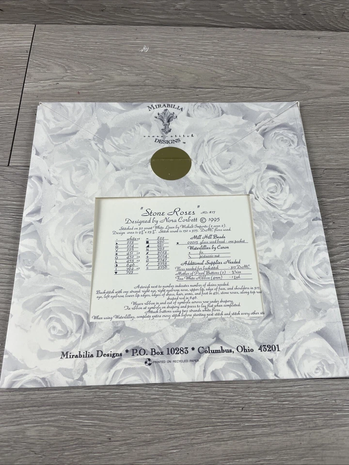 Mirabilia cross stitch graph pattern Nora Corbett STONE ROSES MD # 17 1995 NEW - Image 3 of 4