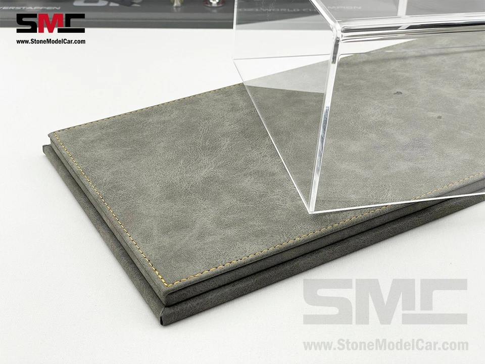 Premium Acrylic Display Cover Show Case w Gray Eco-leather Base for 1:18 Model - Image 3 of 4