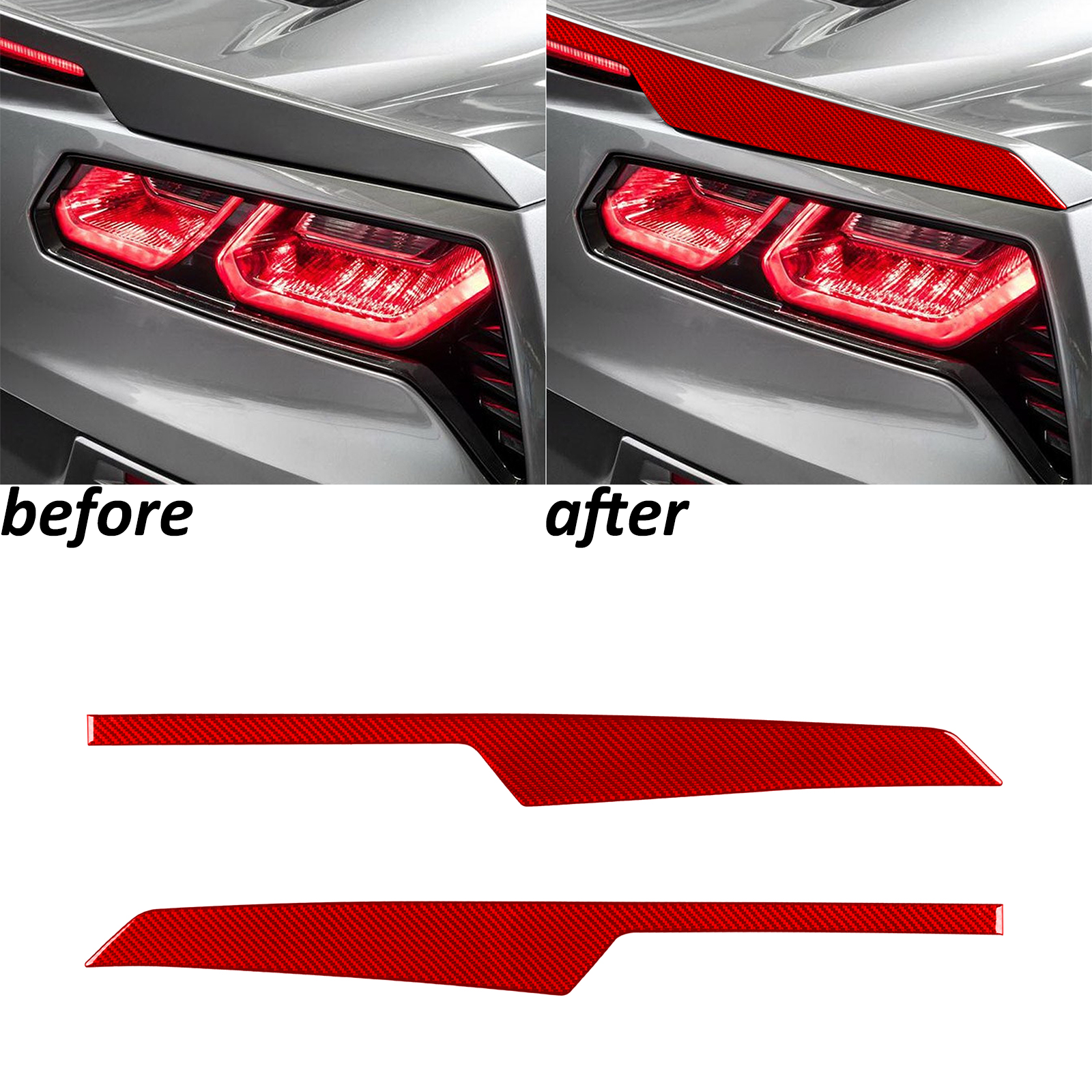 Red Carbon Fiber Rear Trunk Spoiler Wing Trim For Chevrolet Corvette C7 2014-19