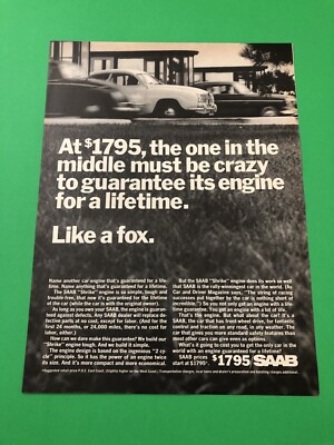 1970 1971 1972 SAAB VINTAGE ORIGINAL PRINT AD ADVERTISEMENT PRINTED