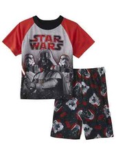 Boys Gray  Red Star Wars Pajamas Darth Vader Shirt  Shorts Sleep Set 4