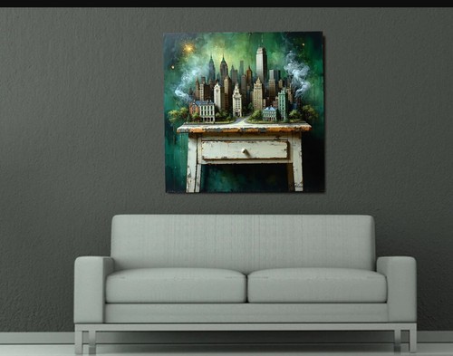 Digital Art Oil Picture Urban Landscape Surrealism Wallpaper Desktop Decor - Picture 4 of 4