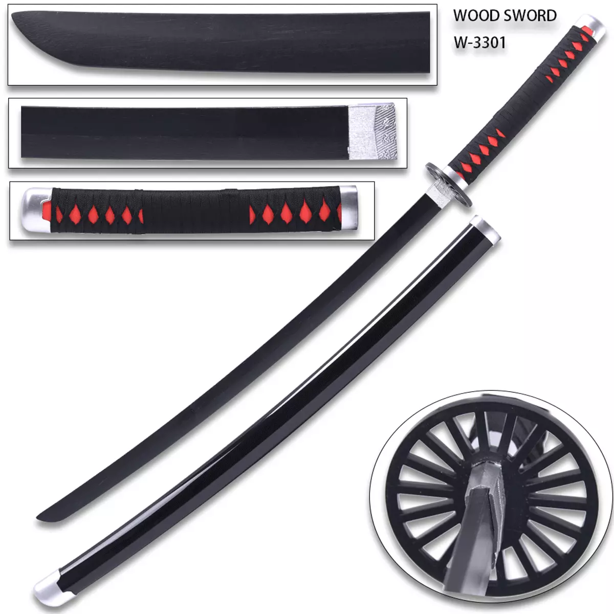 DEMON SLAYER -Wood TANJIRO Kamado Black NICHIRIN SWORD KATANA w