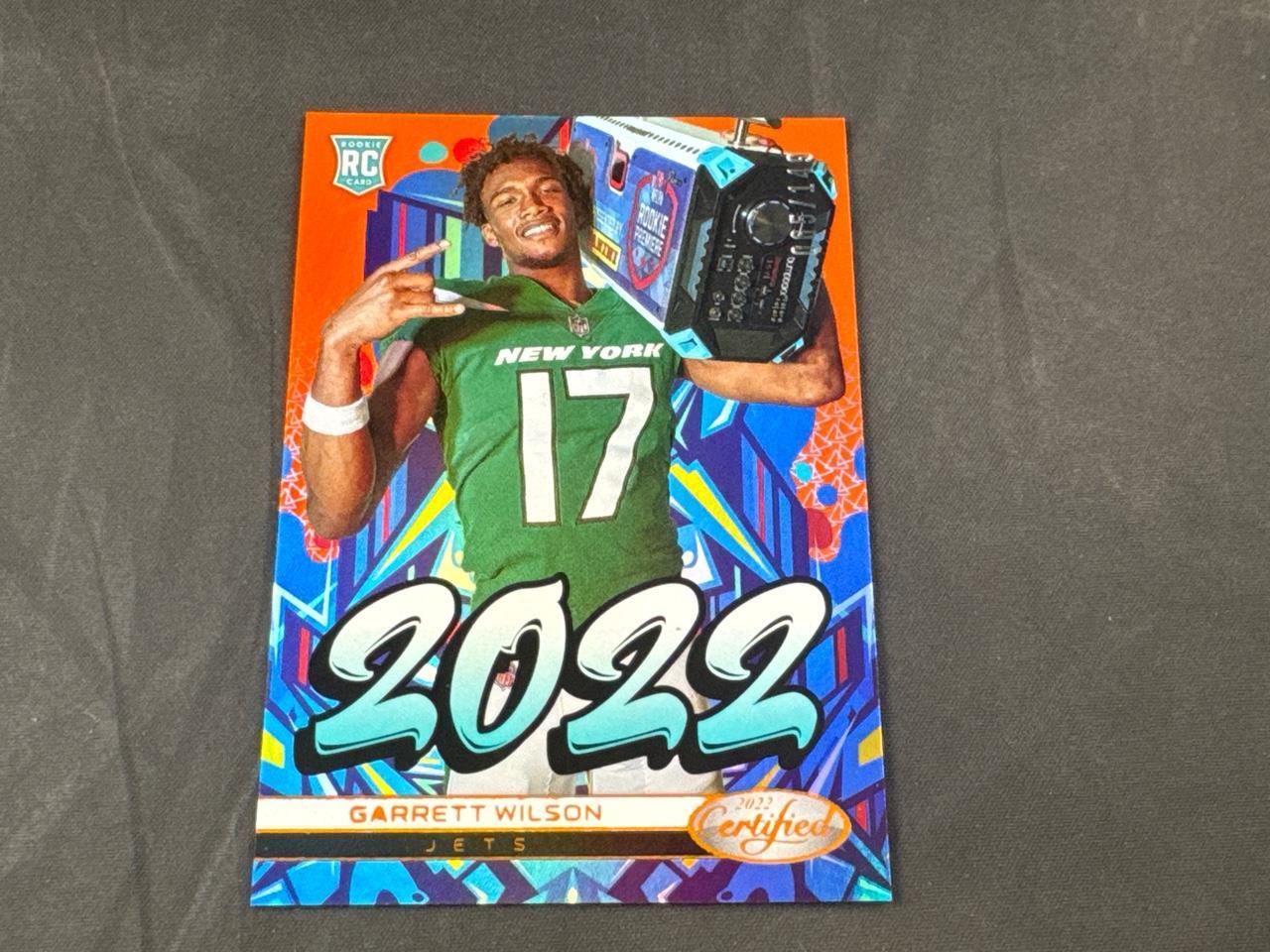 2022 PANINI CERTIFIED FOOTBALL GARRETT WILSON ROOKIE ORANGE 65/149 JETS