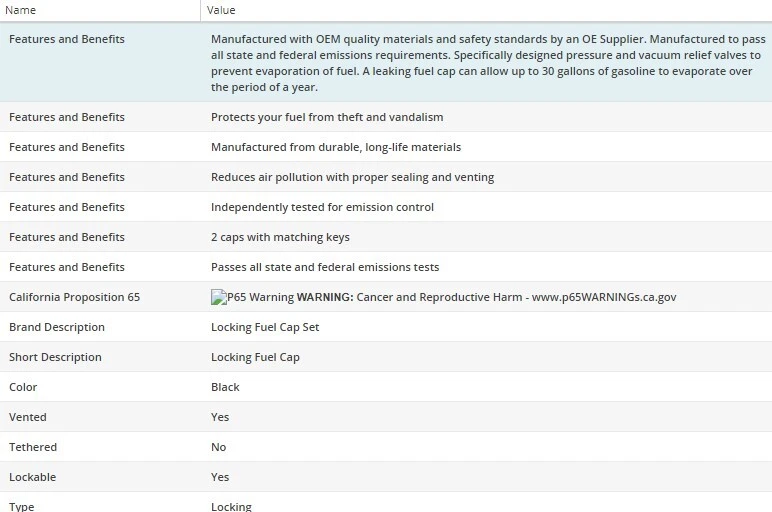 Tampa do tanque de combustível MotoRad MGC772SK para DODGE B200 1978-1980 V8-5.2L - Imagem 2 de 4
