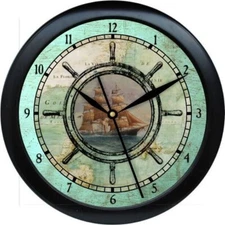 Personalized Nautical Wheel 3 Wall Clock Ship Coastal Vintage 0724