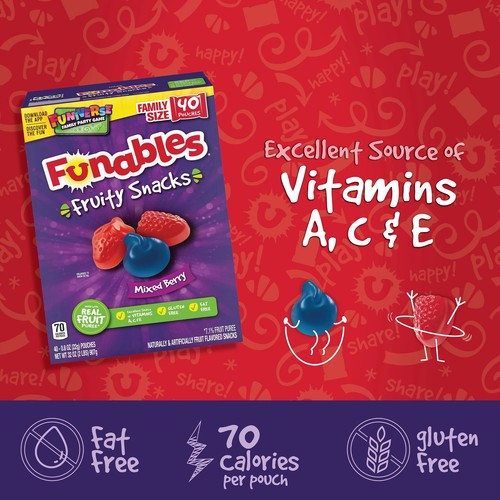 (2 pack) Funables Fruity Snacks, Mixed Berry, Flavored Snacks, 32 oz 40 ct - Picture 11 of 18