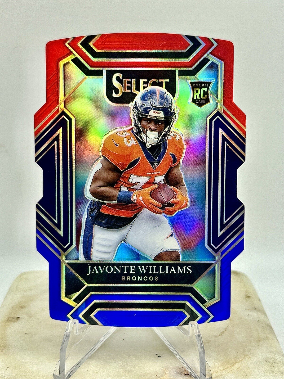 2021 Select Javonte Williams RC CLUB LEVEL RED & BLUE DIE CUT SP #257 Broncos