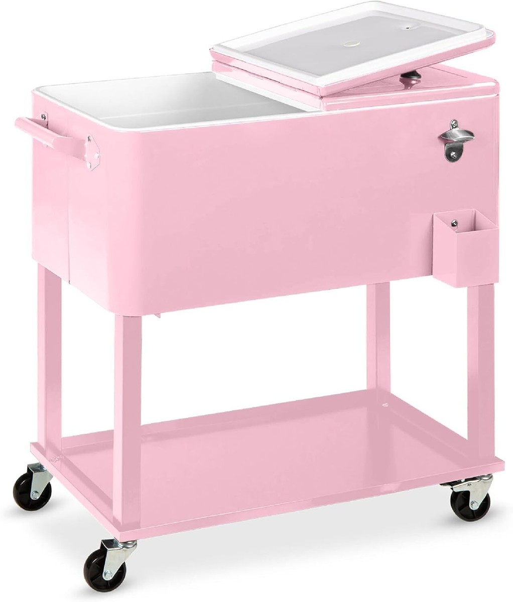 Best Choice Products 80-Quart Outdoor Steel Rolling Cooler Cart w