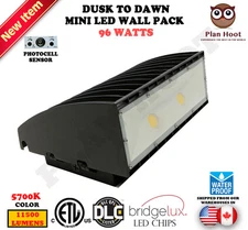 Dusk to Dawn 96W LED Mini Wall Pack Wall Mount Lighting Outdoor ETL DLC 5700K