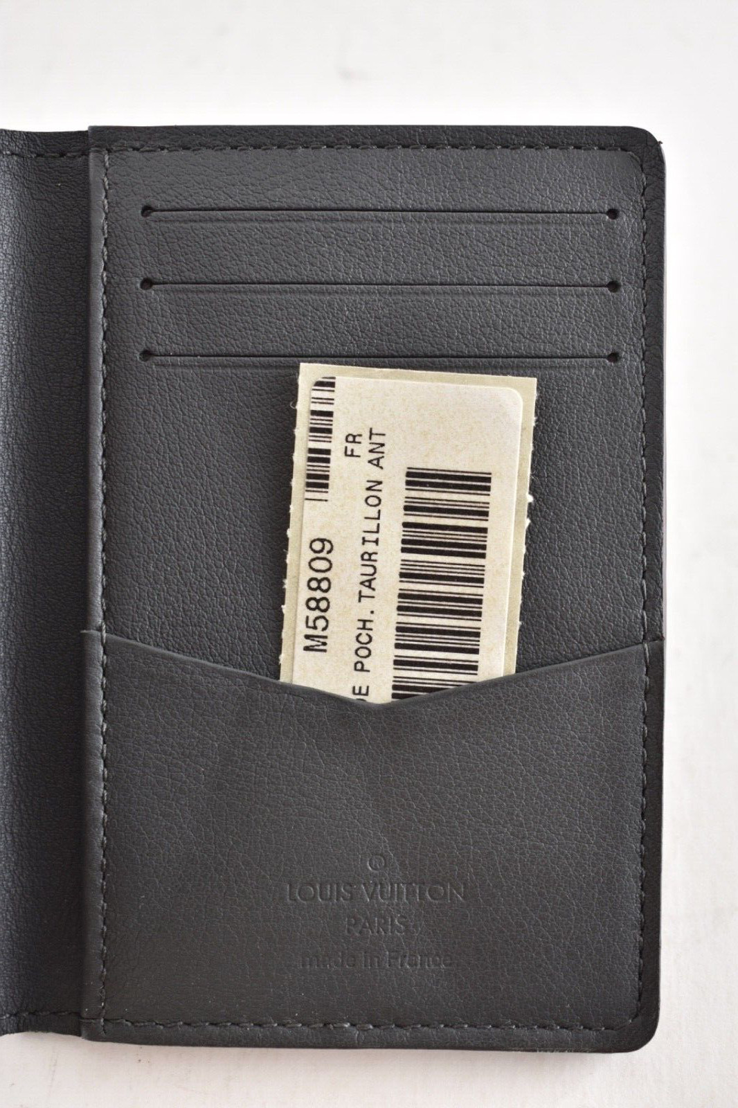 Louis Vuitton Taurillon Leather Anthracite Grey LV Logo Pocket Organizer Wallet image 7
