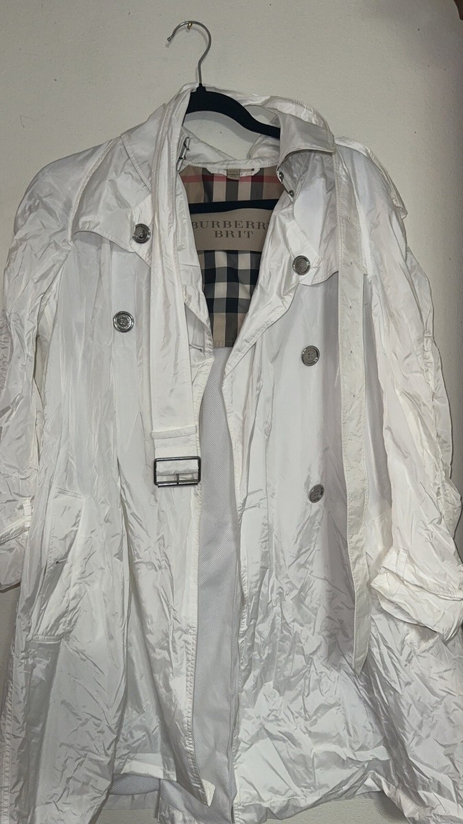 Burberry Brit Lightweight White Windbreaker Trench Coat Size