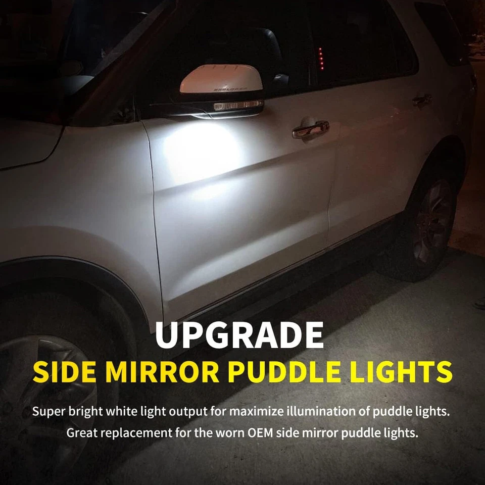 4 peças LED retrovisor lateral luzes de poça para Ford F150 Explorer Edge Fusion - Imagem 3 de 4