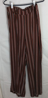 Torrid Rust Red Black Stripe Wide Leg Pant 00 Pockets Pants Lounge 10 12