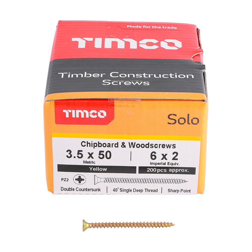 WOOD SCREWS 3.5mm x 50mm COUNTERSUNK WOODSCREWS TIMCO POZI CHIPBOARD