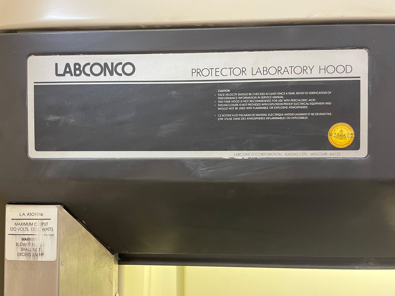Used Labconco Protector Laboratory Exhaust Hood eBay