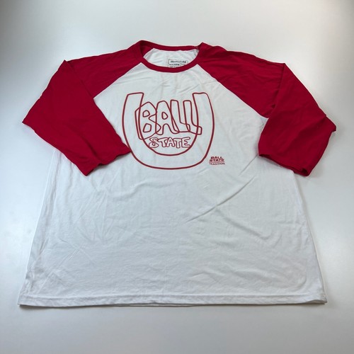 Homefield Ball State Cardinals Shirt Erwachsene Large weiß 3/4-Arm Rundhalsausschnitt