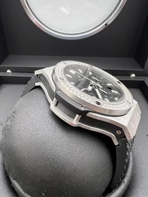 Hublot 44mm Big Bang Factory Diamond Bezel SS Ti Watch Box 301.SX
