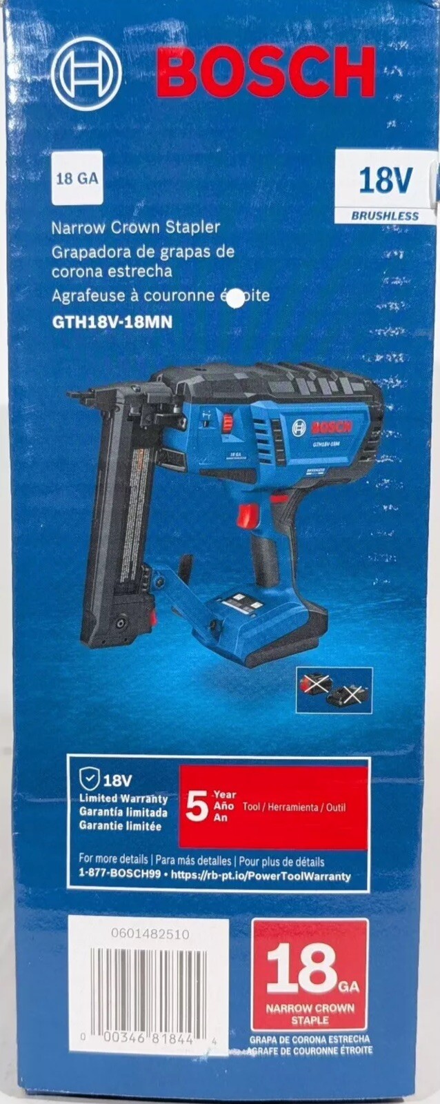 Bosch 18V 18GA Narrow Crown Finish Stapler GTH18V-18MN Cordless Tool-image