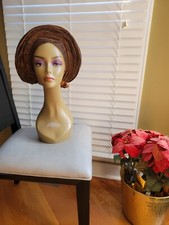 Aso-Oke African Headtie Auto Gele, Ready Made Gele Burnt Orange 