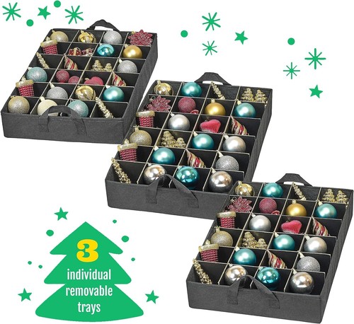 HOLDN’ STORAGE Underbed Christmas Ornament Storage Container Box with Dividers - Picture 30 of 35