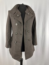 Womens Lee Cooper Overcoat Brown Wool Size 8 Rrp £79.99