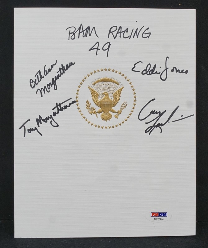 BAM RACING Signed WHITE HOUSE Pamphlet TONY & BETA ANN MORGENTHAY NASCAR AUTO