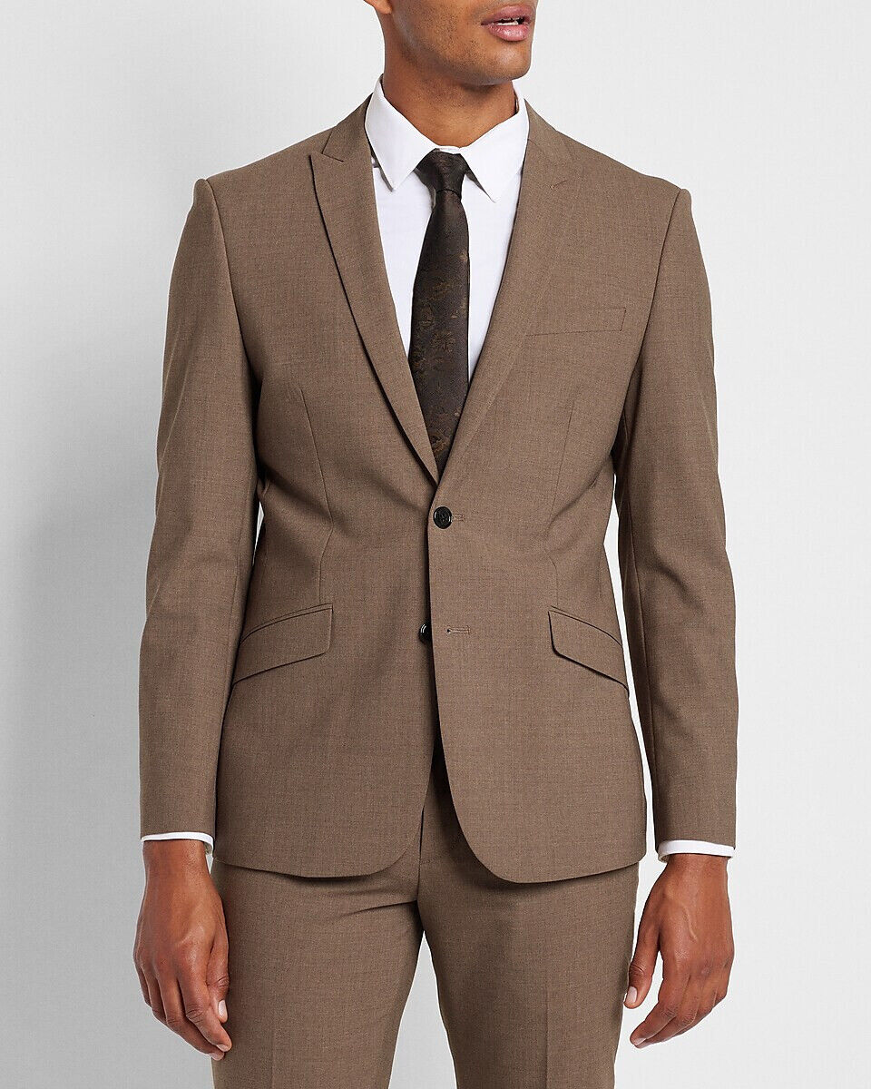 NEW EXPRESS $298 TAUPE EXTRA SLIM WOOL BLEND MODERN TECH NEW EXPRESS $298 TAUPE EXTRA SLIM WOOL BLEND MODERN TECH