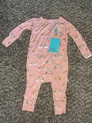 NWT! Posh Peanut. Bamboo. 3-6M. Pink Rainbow Coverall. Long Sleeve.