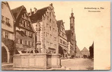 Postcard Rothenburg Bavaria Herrenstrasse Fountain 1910s Germany DB View