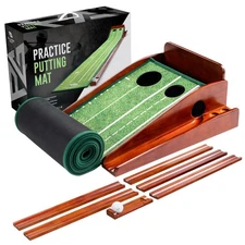 Palladium Golf Indoor Putting Mat Golf Practice Green 10 ft with Ball Return