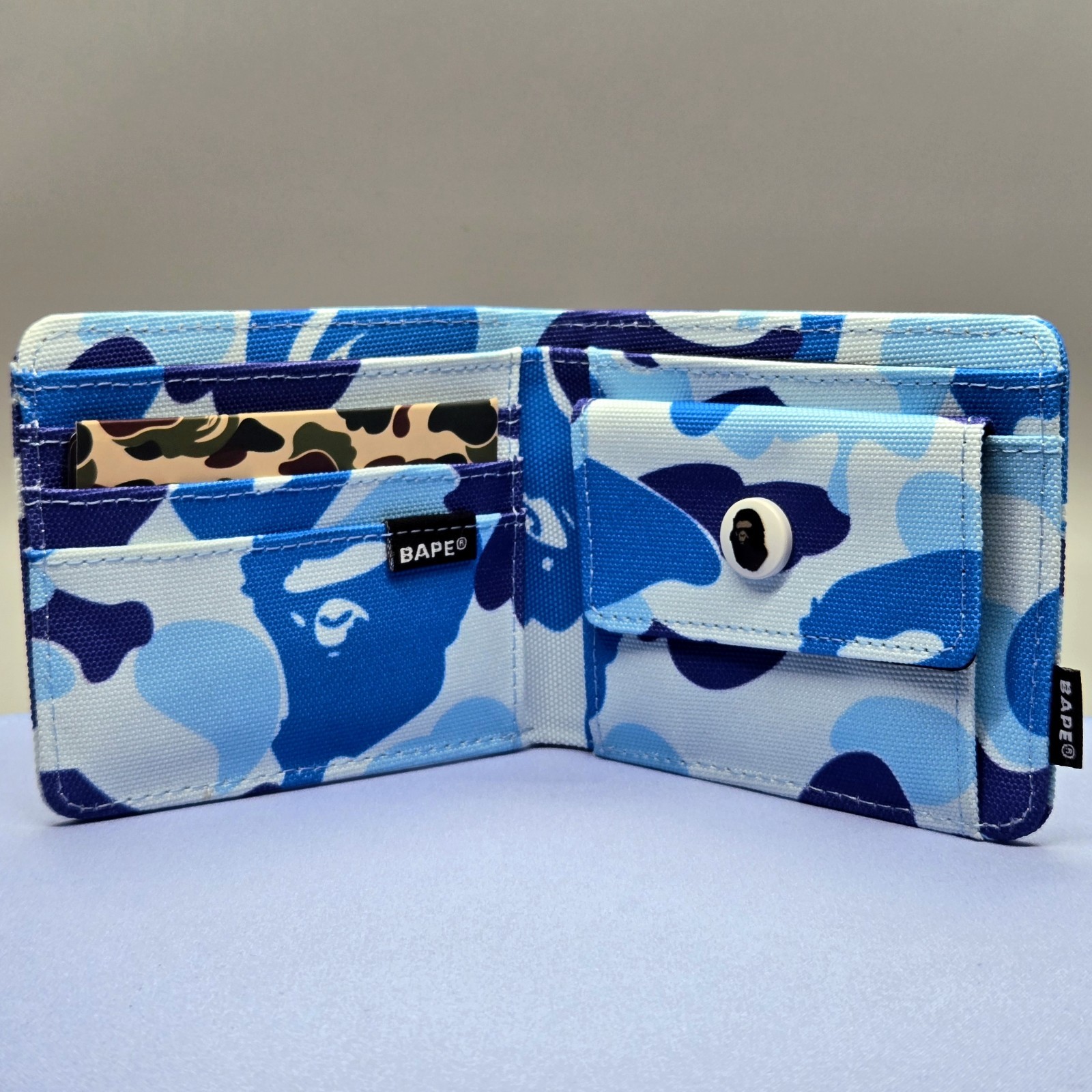 BAPE A Bathing Ape Bifold Wallet Japan Streetwear Blue NEW
