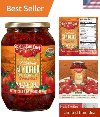 Sun Dried Tomatoes Julienne Cut in Olive Oil, 35 Oz Glass Jar, Mediterranean ...