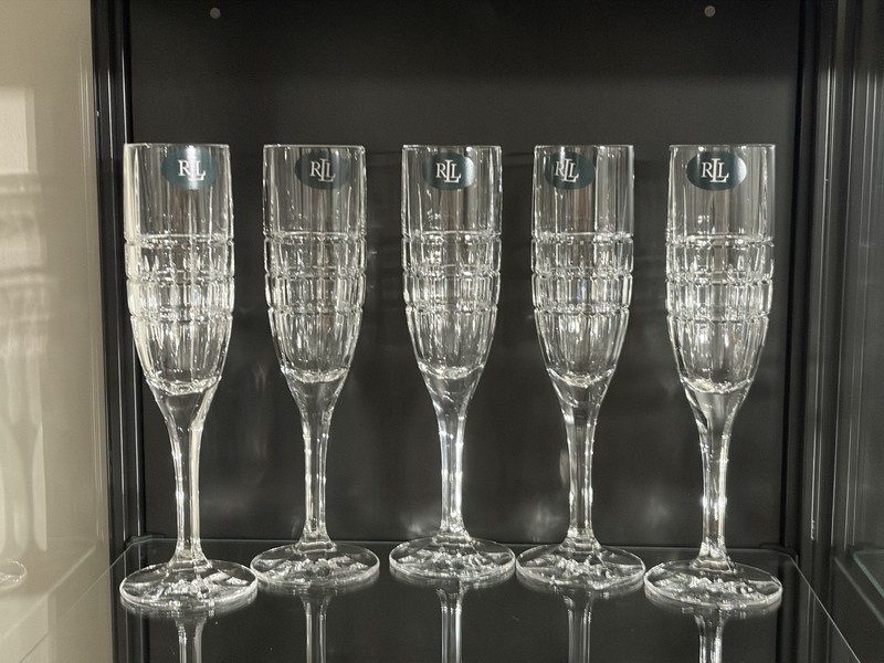 5pc Ralph Lauren Crystal Cocktail Party Fluted Champagne Made in Germany NWT