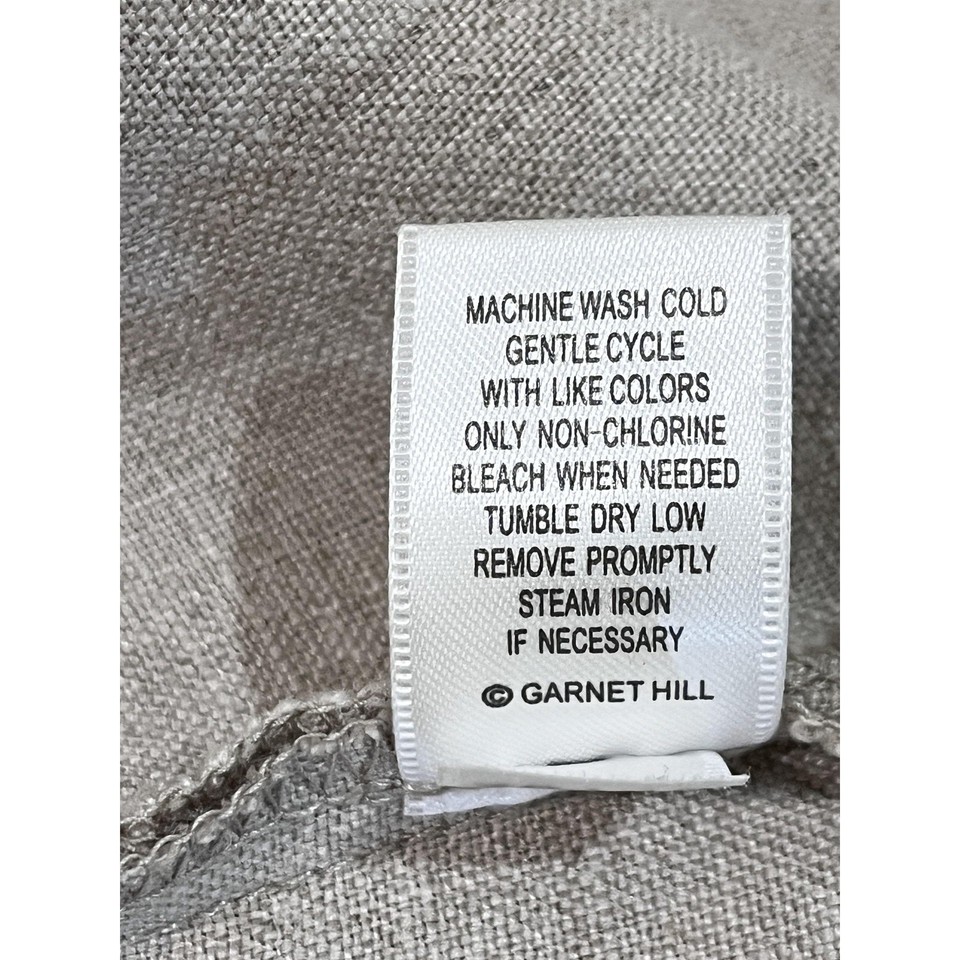 Garnet Hill Dress Womens 10 Beige Linen Embroidered V Neck Shift ...