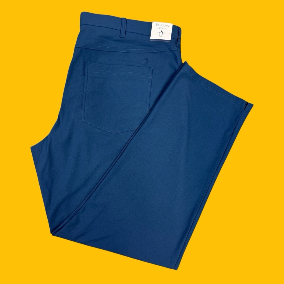 Pantalones deportivos Penguin para hombre talla 40x30 rectos rendimiento golf azul 5 bolsillos Foto 2 de 4