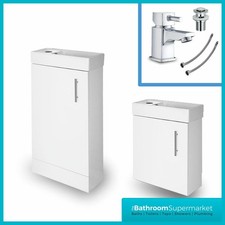 White Gloss Bathroom Vanity Unit Sink Basin Compact Cloakroom Cabinet Basin Tap