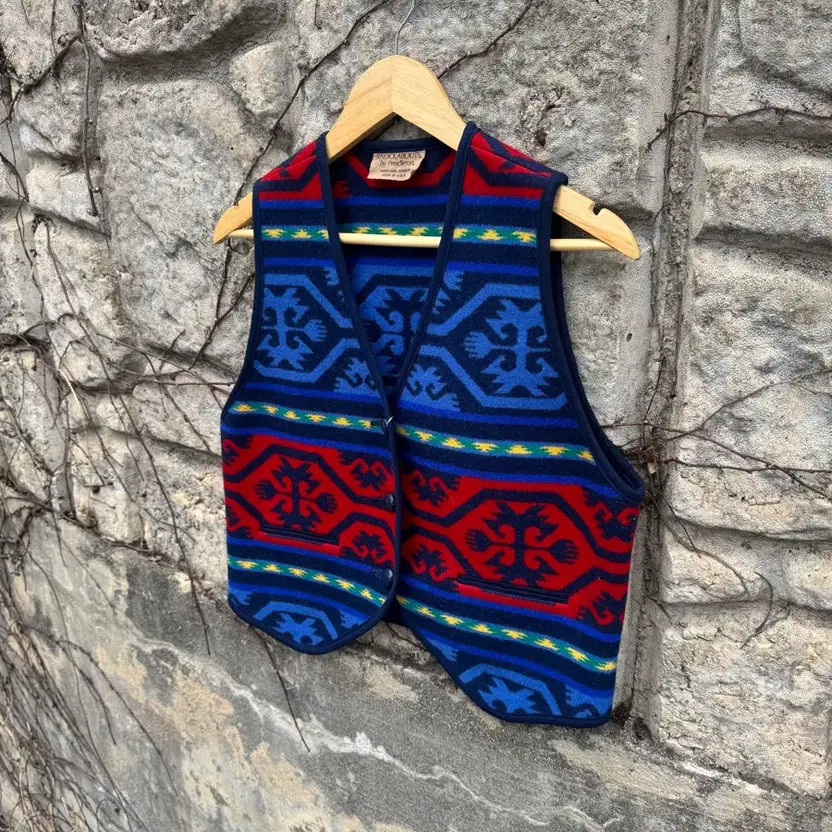80s Pendleton Vintage Native Pattern Wool Vest M - image 3