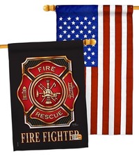 Fire Fighter House Flag Pack 28 X 40 Double-Sided USA Made