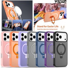 For iPhone Air 17 16e 16 15 14 13 12 Pro Max Magnetic Case Invisible Stand Cover