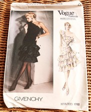 Vintage 1980s Vogue Paris Original Pattern & Label 1702 Givenchy Ra Ra Dress S12