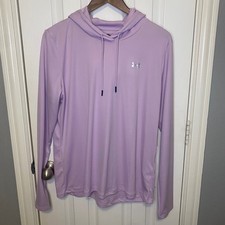 Under Armour Tech Hoodie Womens Large Purple Long Sleeve Performance Pullover