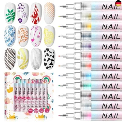 BESUCHE DEN SAVILAND-STORE Saviland 12 Farben 3D Nagellack Stift: Hochwertiges Fineliner-Stift?Ultradünne